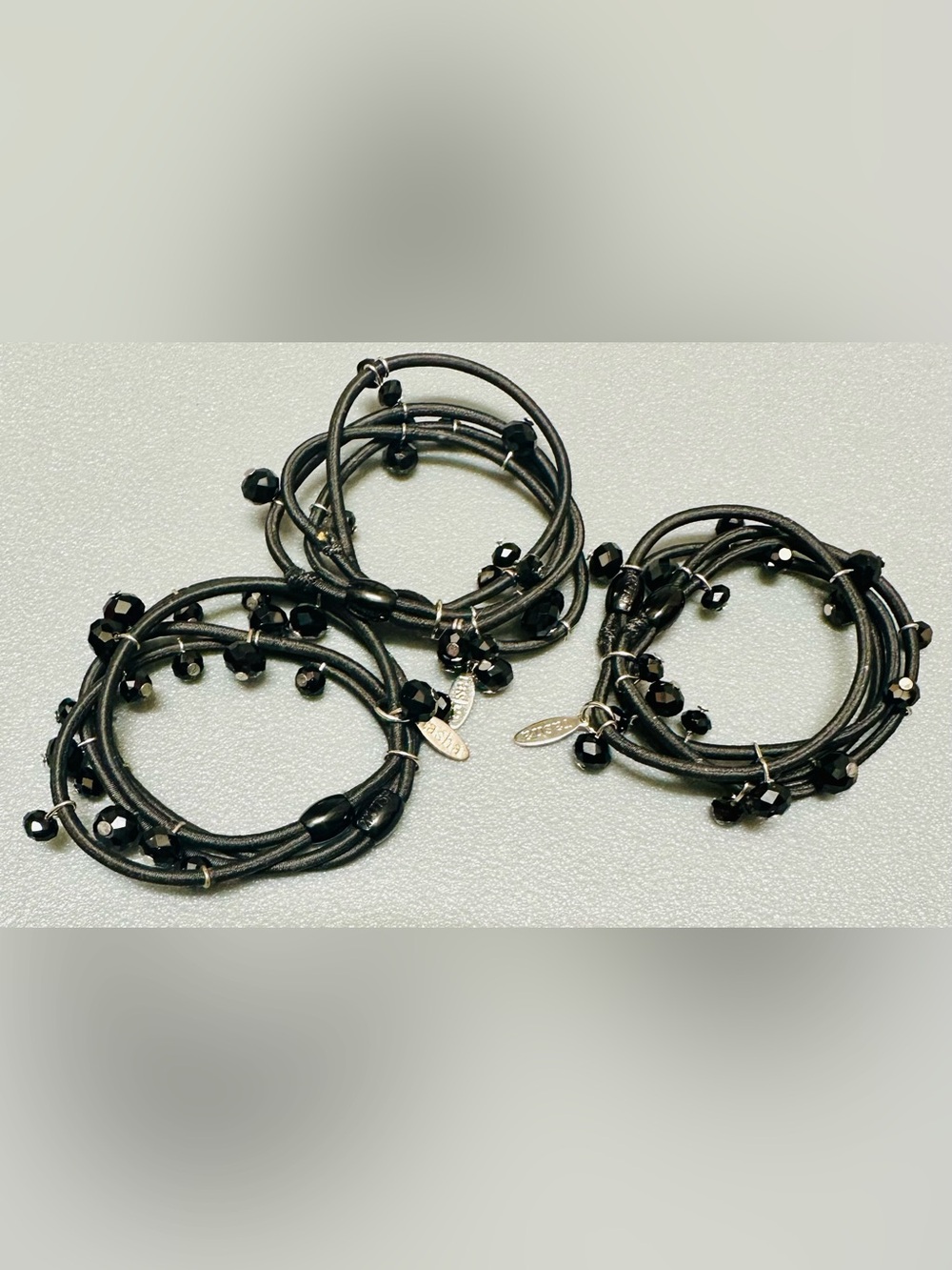 THREE (3) TASHA Multi-Strand Beaded Elastic Hair Ties/Bracelets